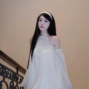 Váy cổ yếm ren voan cao cấp tiểu thư thiết kế sang chảnh